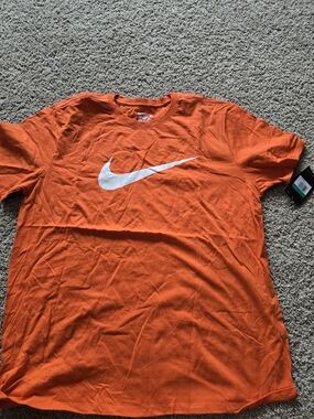 Nike Orange Short-Sleeve T-Shirt with White Swoosh